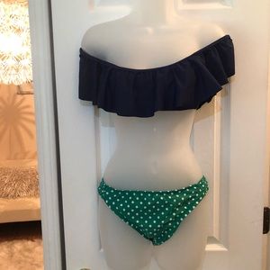 Altar’d State off shoulder navy bikini top